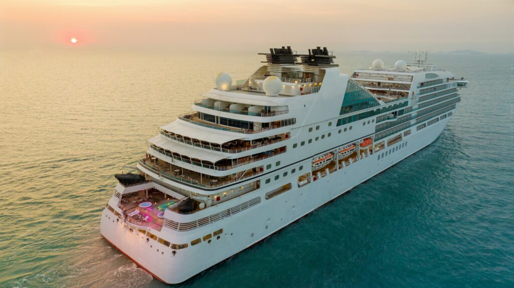 Cruise Ship, Cruise Liners beautiful white cruise ship above luxury cruise in the ocean sea